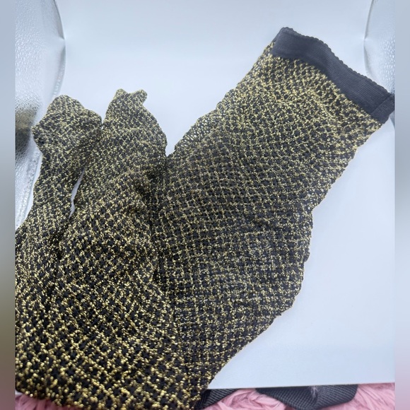 Chic Black and Gold Mesh Tights - Picture 1 of 2